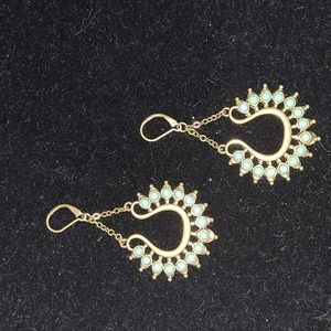 Premier Designs Bohemian style, teal and antique gold earrings